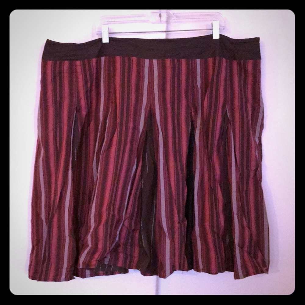24W Plus Size Skirt Brown Red Gold striped Flare